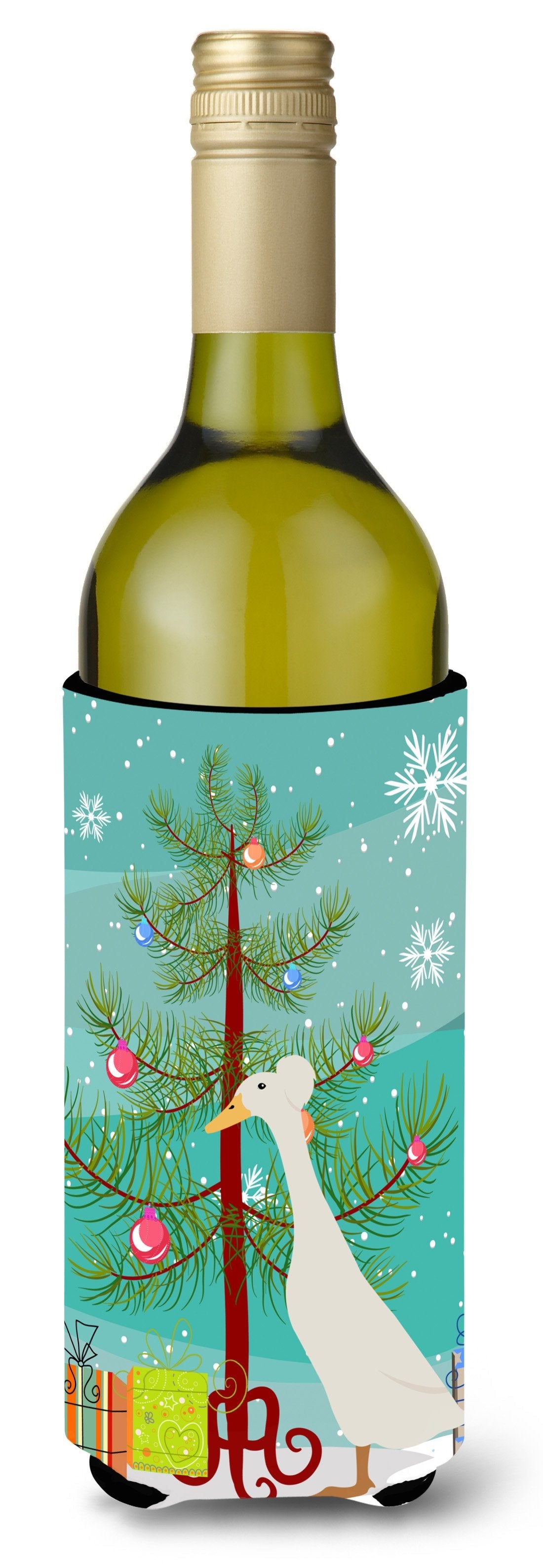 Bali Duck Christmas Wine Bottle Hugger Gift Sleeve for Standard 750 ml Bottles, Insulated Reusable Also Fits Mini Shot & Pint Bottles
