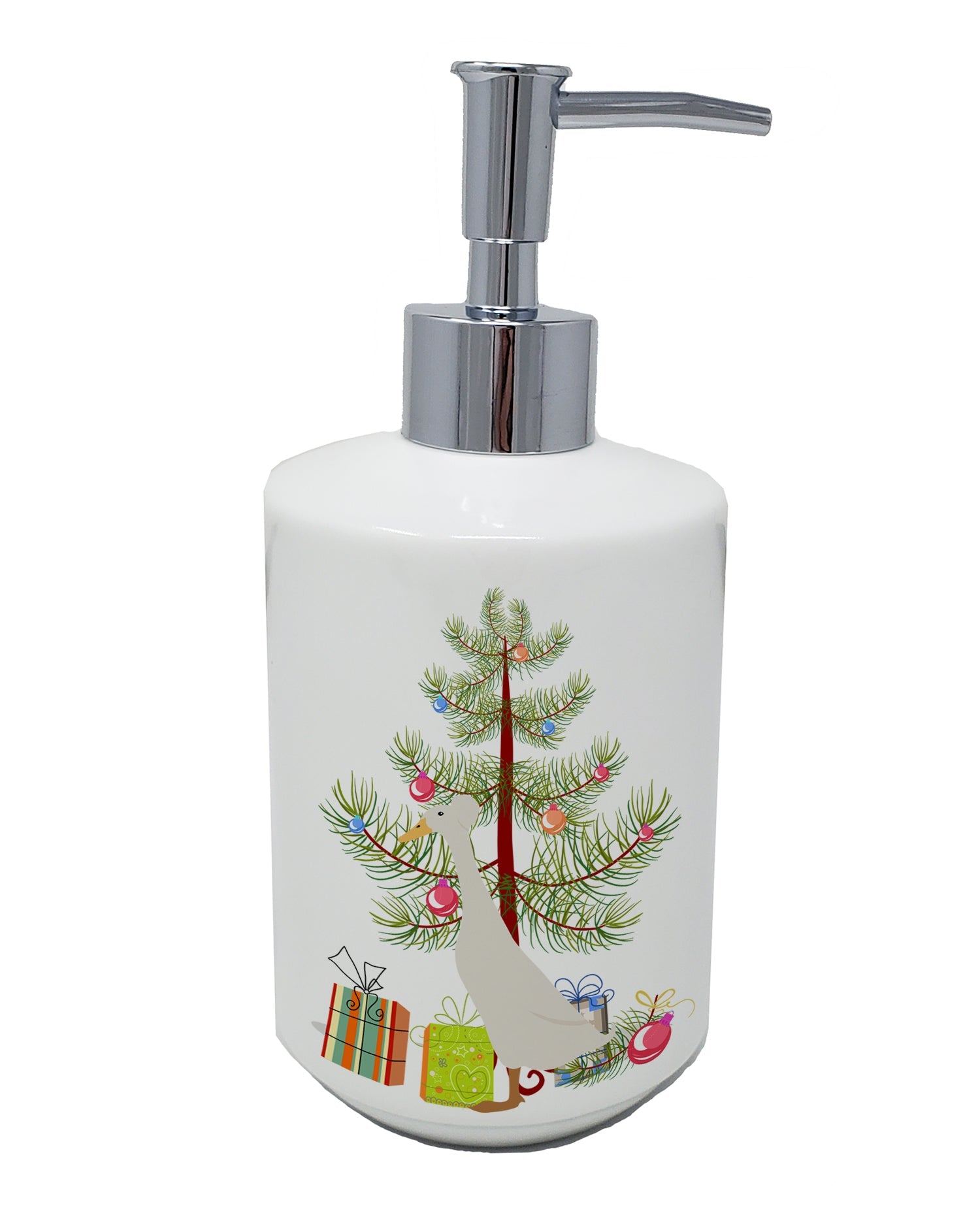 Bali Duck Christmas Ceramic Soap Dispenser , Empty Refillable Hand Soap Pump Bottle for Bathroom Kitchen