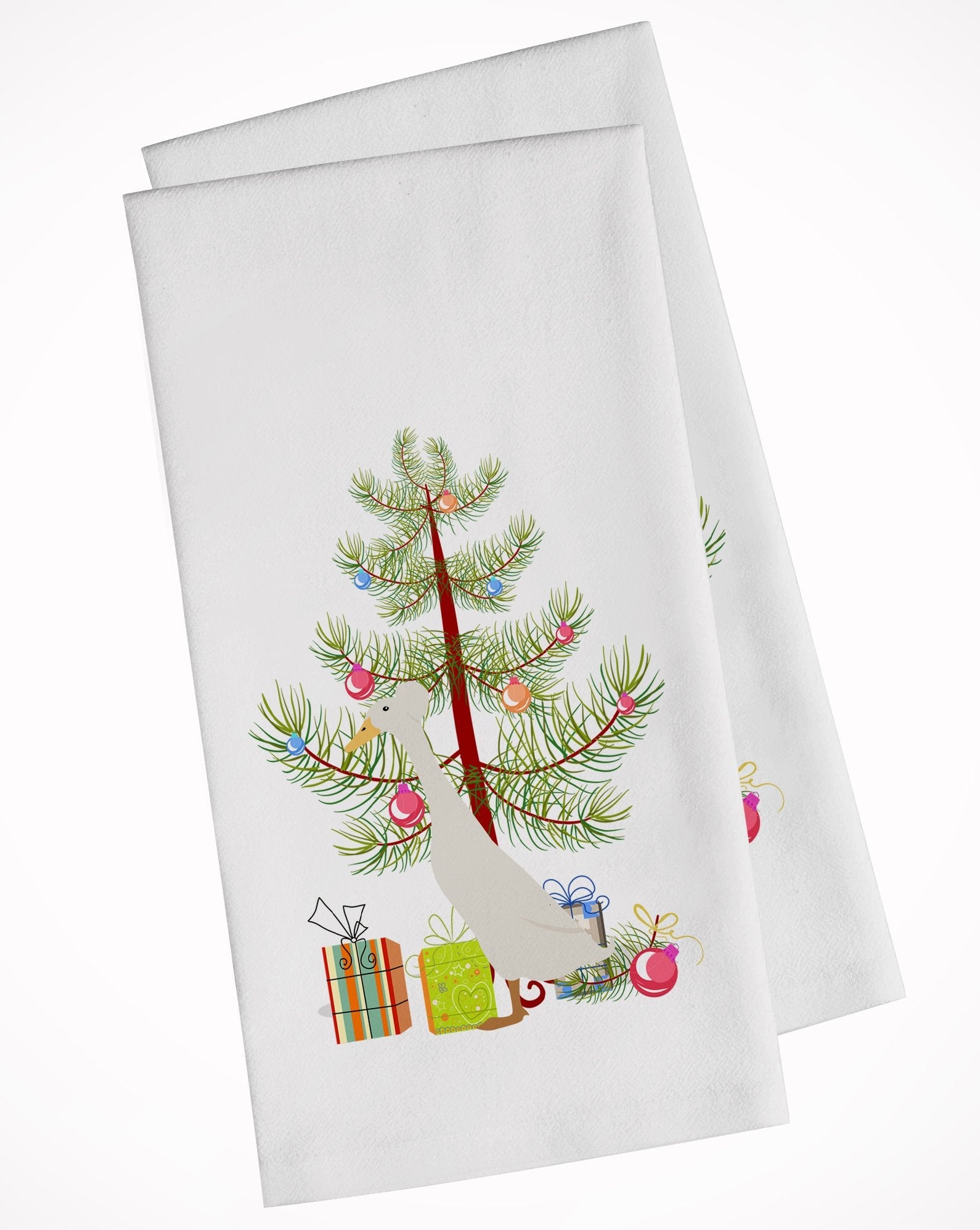 Bali Duck Christmas Kitchen Towel Set of 2 White Dish Towels Decorative Bathroom Hand towel for Hand, Face, Hair, Yoga, Tea, Dishcloth, 19 X 28", White