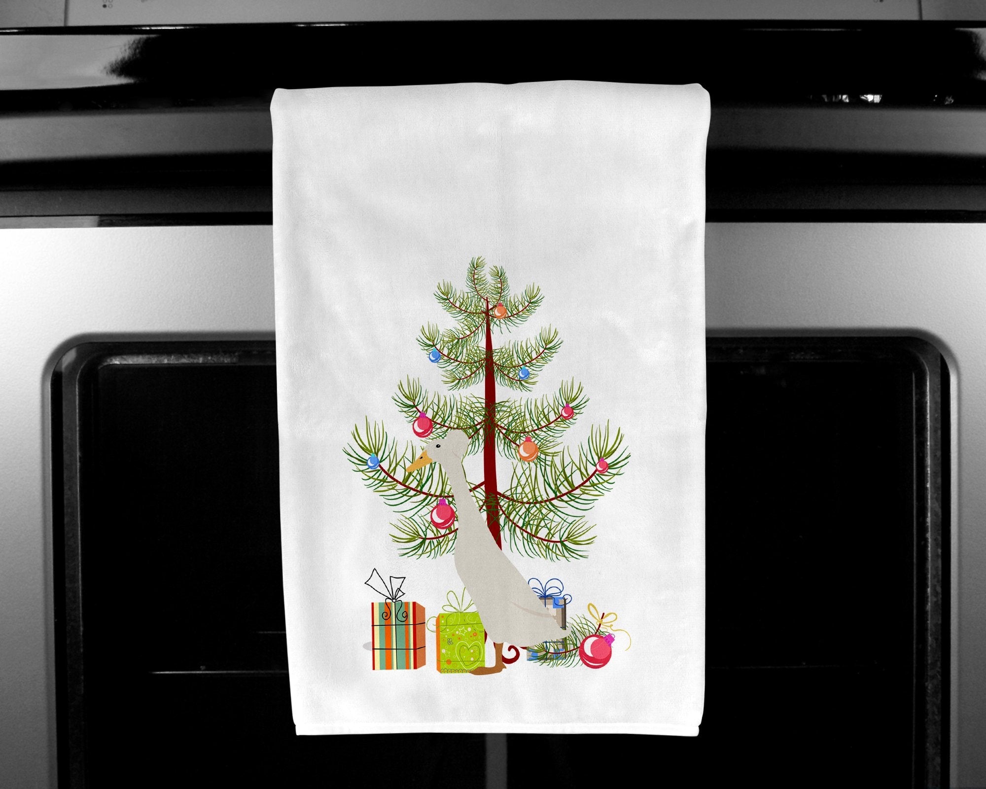 Bali Duck Christmas Kitchen Towel Set of 2 White Dish Towels Decorative Bathroom Hand towel for Hand, Face, Hair, Yoga, Tea, Dishcloth, 19 X 28", White