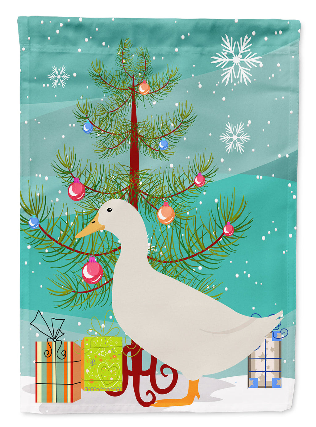 American Pekin Duck Christmas House Flag 28x40 Porch Sleeve Pole Decorative Outside Yard Banner Artwork Wall Hanging, Polyester