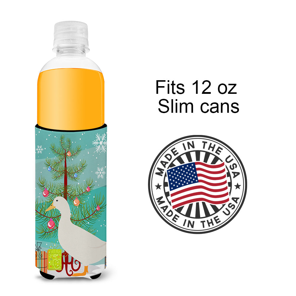 American Pekin Duck Christmas Slim Can Hugger , Insulated Foam Hugger for 12 oz Slim Cans, Beer Bottles & Water Bottles, Printed in USA