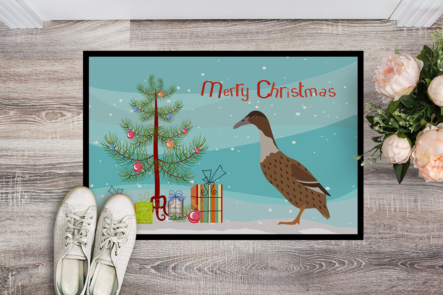 Dutch Hook Bill Duck Christmas Doormat Indoor Outdoor 24H X 36W Front Door Mat Rugs for Entryway, Non Slip Washable Low Pile,
