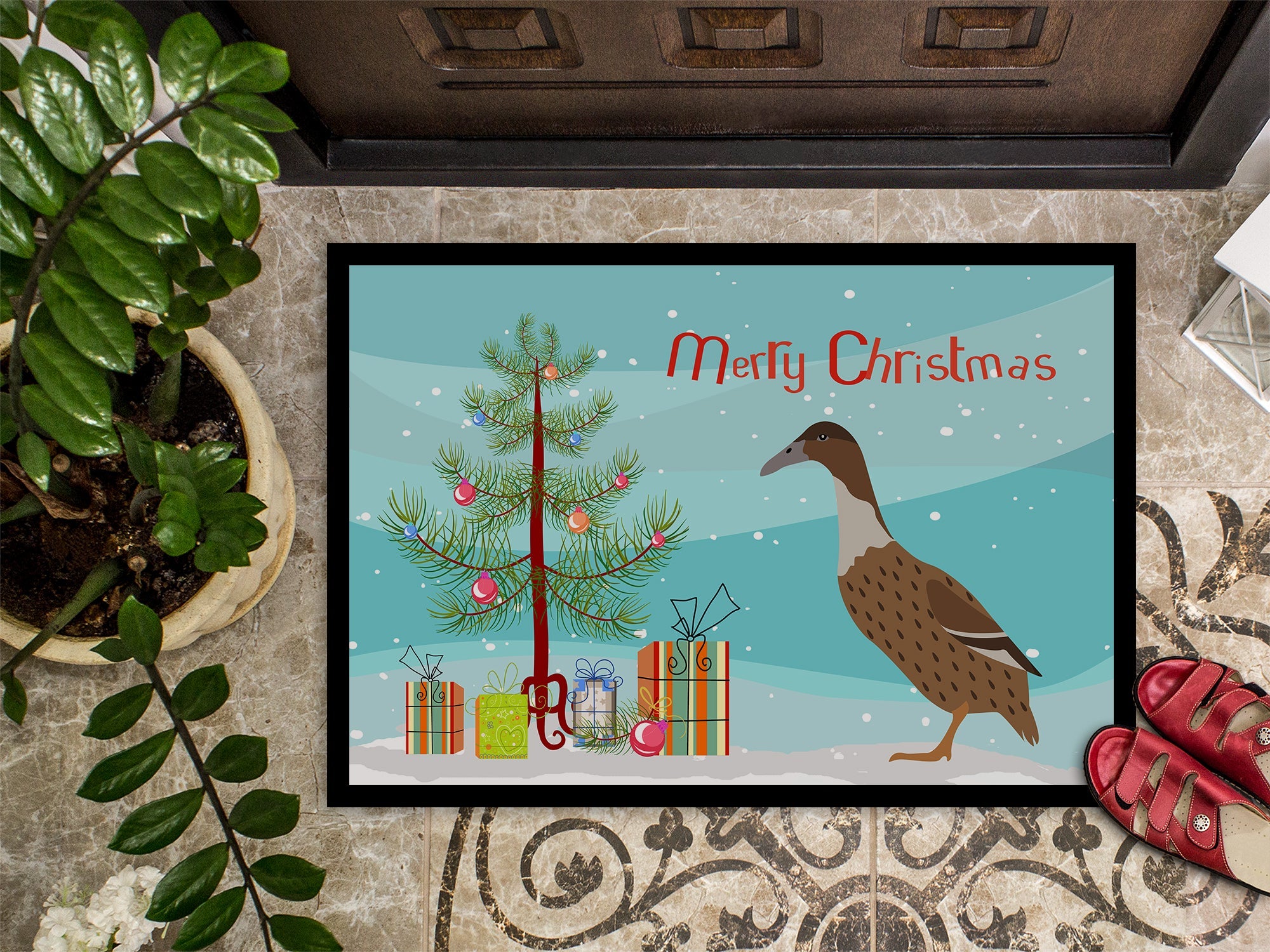 Dutch Hook Bill Duck Christmas Doormat Indoor Outdoor 24H X 36W Front Door Mat Rugs for Entryway, Non Slip Washable Low Pile,