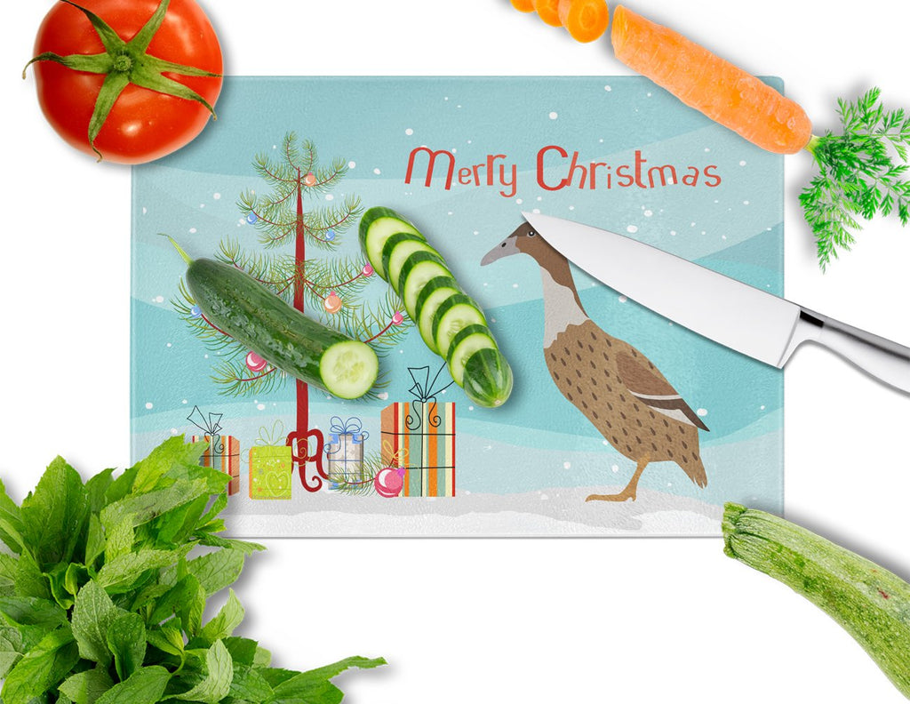 Dutch Hook Bill Duck Christmas Cutting Board Tempered Glass Kitchen Cutting Surface, Heat Resistant Chopping, Non-Slip Feet, Food Prep & Serving