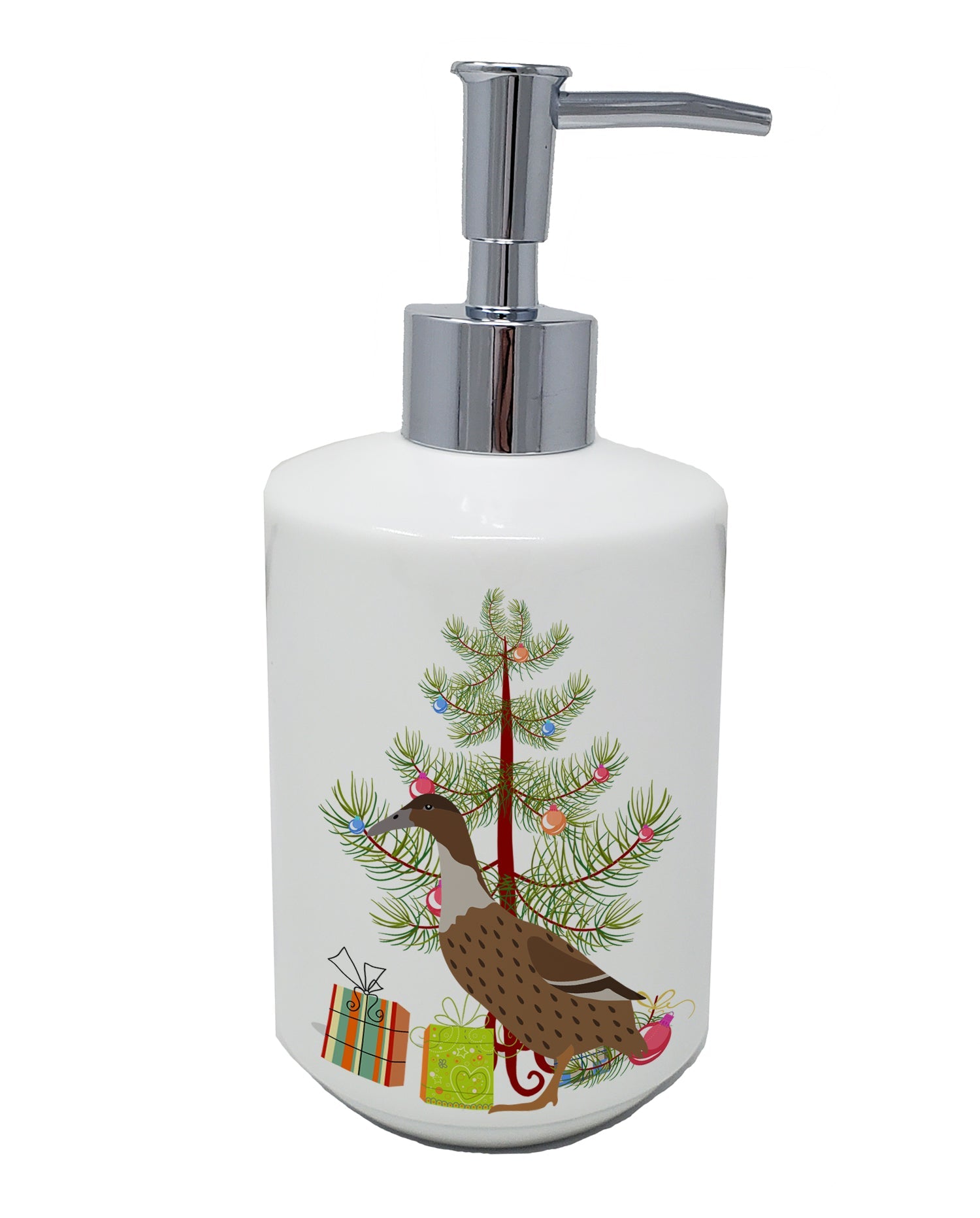 Dutch Hook Bill Duck Christmas Ceramic Soap Dispenser , Empty Refillable Hand Soap Pump Bottle for Bathroom Kitchen