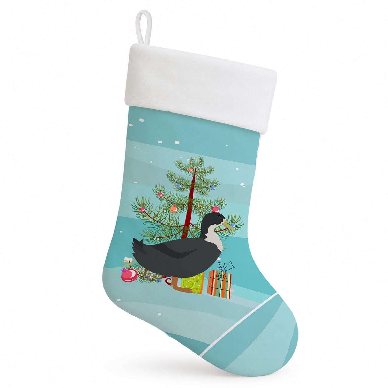Blue Swedish Duck Christmas Holiday Stocking Double-Sided Print, Polyester Suede,11x18, Made in USA