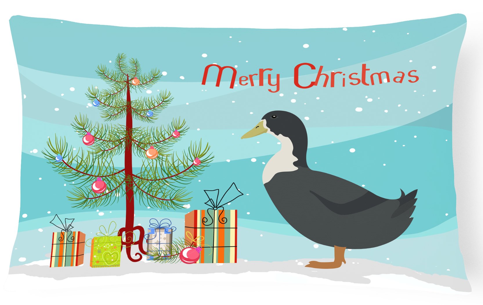 Blue Swedish Duck Christmas Decorative Throw Pillow 12x16 Indoor Outdoor Accent Cushion, Fabric Cover with Insert for Sofa, Bed, Porch & Living Room