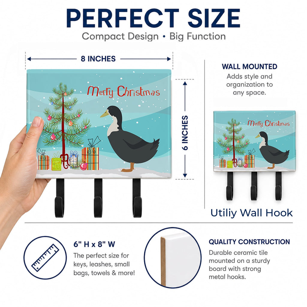 Blue Swedish Duck Christmas Leash or Key Holder Wall Hooks, Coat Rack Wall Mount, for Hanging Keys, Towels, Aprons, Leashes