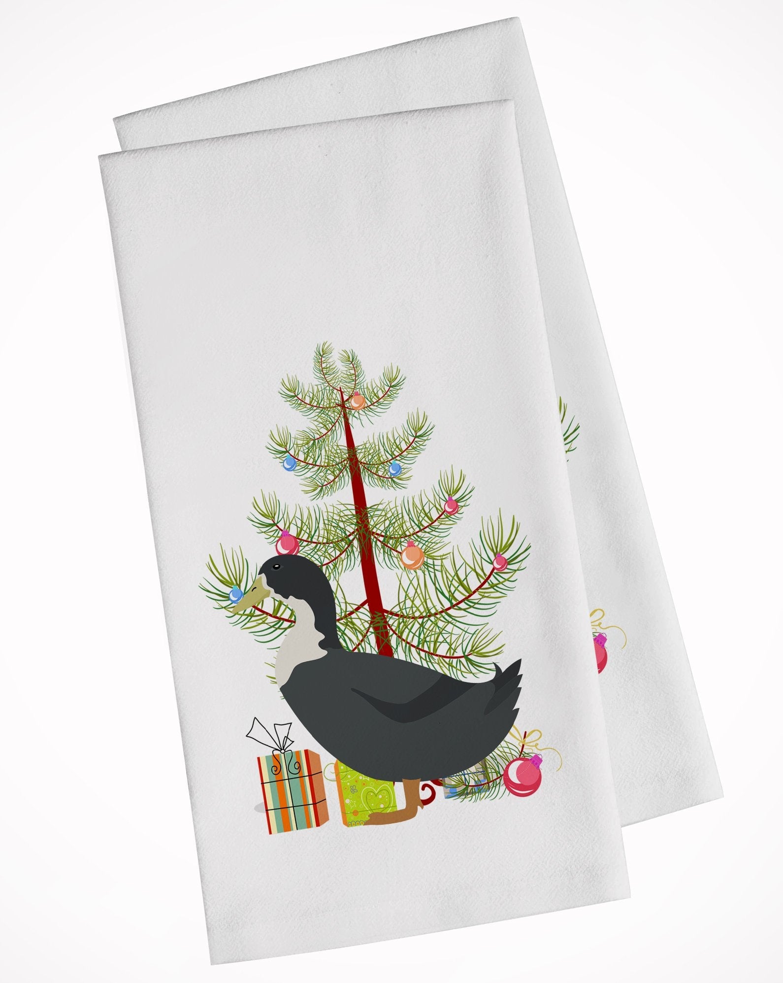Blue Swedish Duck Christmas Kitchen Towel Set of 2 White Dish Towels Decorative Bathroom Hand towel for Hand, Face, Hair, Yoga, Tea, Dishcloth, 19 X 28", White