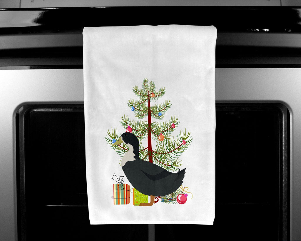 Blue Swedish Duck Christmas Kitchen Towel Set of 2 White Dish Towels Decorative Bathroom Hand towel for Hand, Face, Hair, Yoga, Tea, Dishcloth, 19 X 28", White