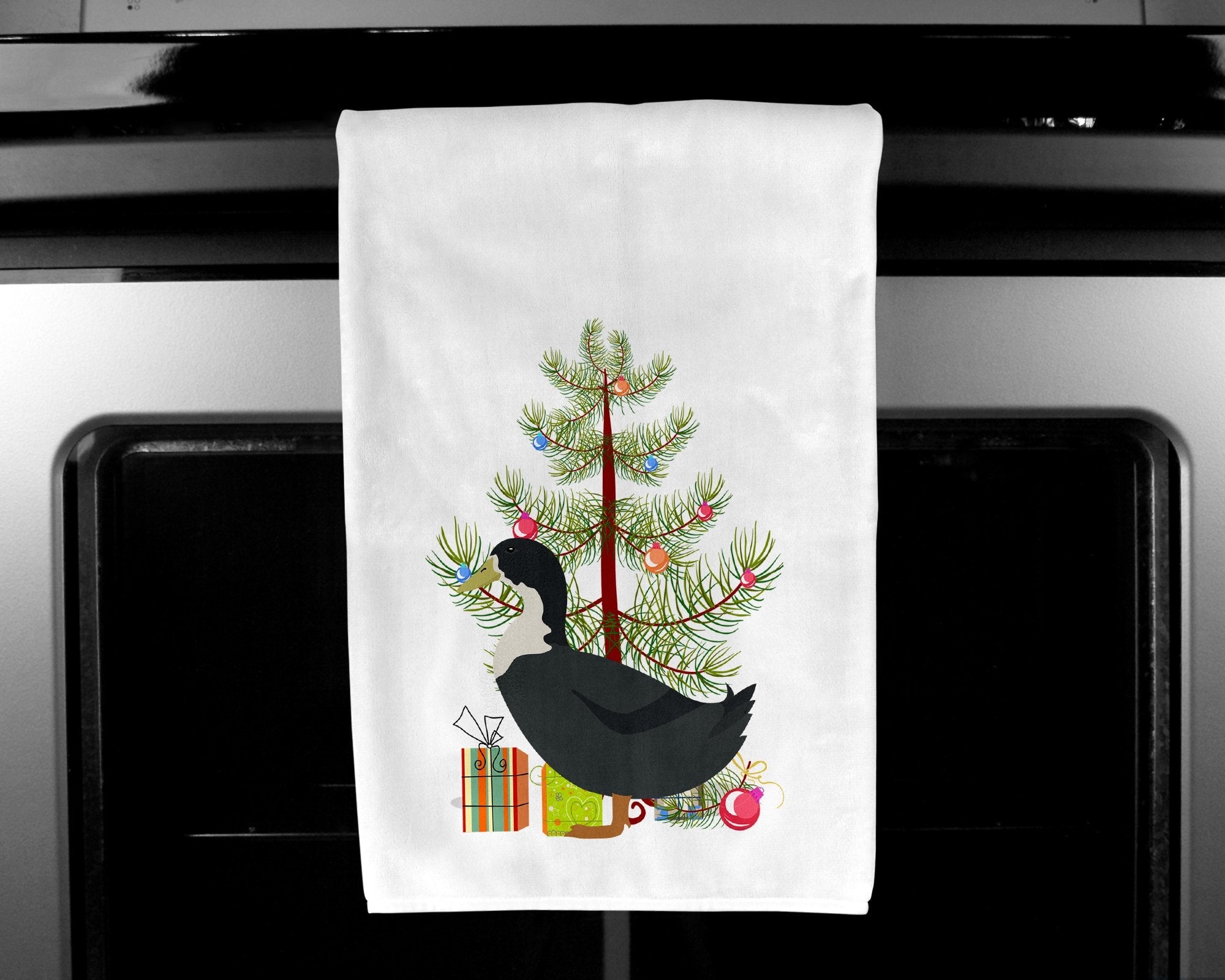 Blue Swedish Duck Christmas Kitchen Towel Set of 2 White Dish Towels Decorative Bathroom Hand towel for Hand, Face, Hair, Yoga, Tea, Dishcloth, 19 X 28", White