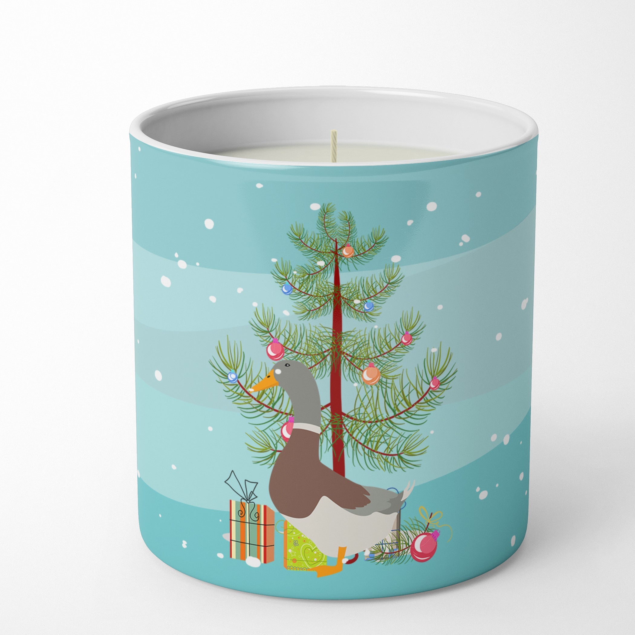 Saxony Sachsenente Duck Christmas Decorative Soy Candle Nature Soy Wax Essential Oil Home Decor Ideal for Bedroom Kitchen Bath Office Gift, 10 oz