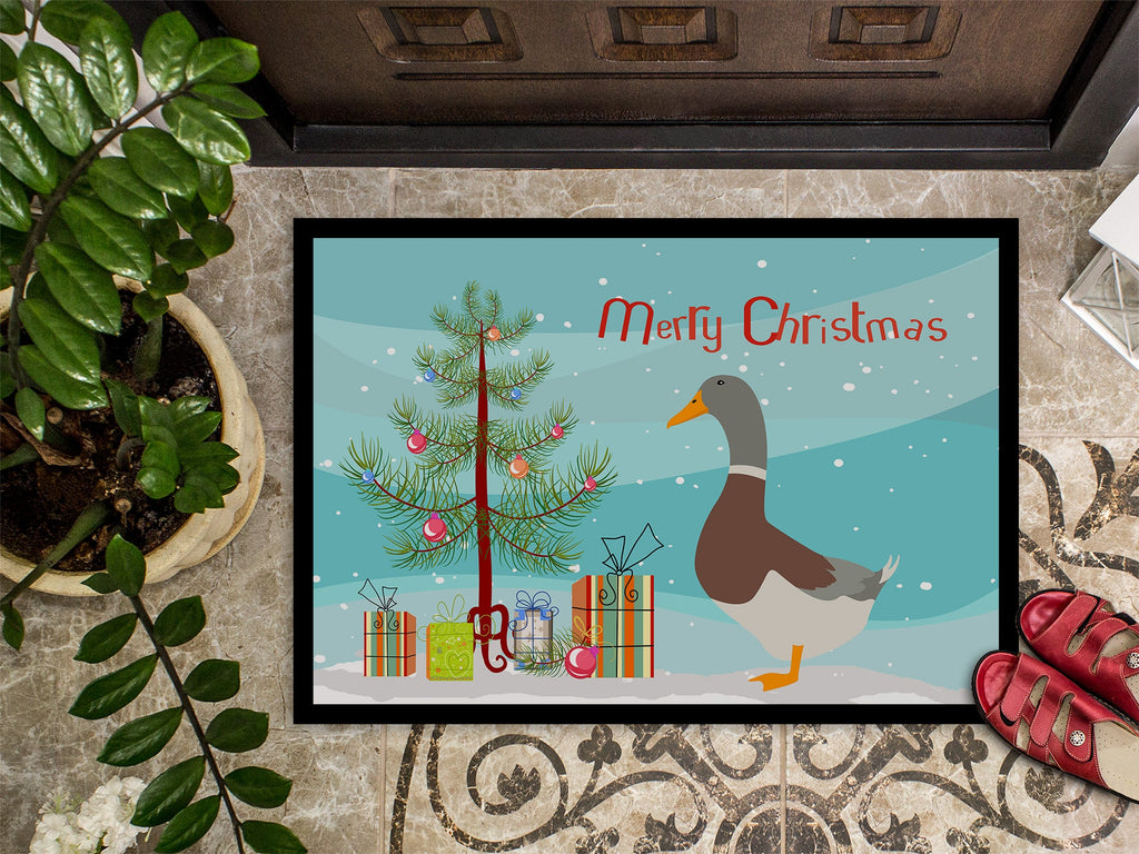 Saxony Sachsenente Duck Christmas Doormat Indoor Outdoor 24H X 36W Front Door Mat Rugs for Entryway, Non Slip Washable Low Pile,