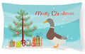 Saxony Sachsenente Duck Christmas Decorative Throw Pillow 12x16 Indoor Outdoor Accent Cushion, Fabric Cover with Insert for Sofa, Bed, Porch & Living Room