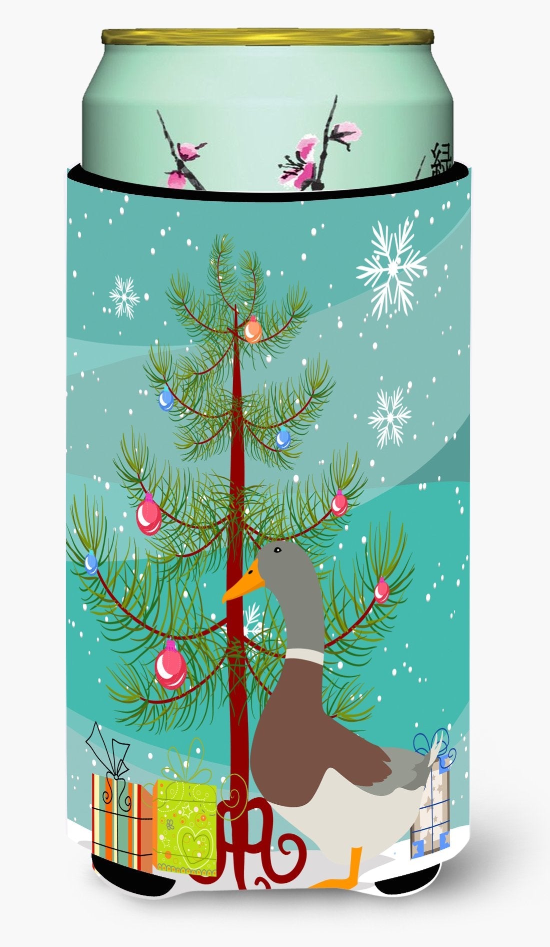 Saxony Sachsenente Duck Christmas Tall Boy Hugger Can Cooler Sleeve Machine Washable Drink Collapsible Insulator Beverage Insulated Holder