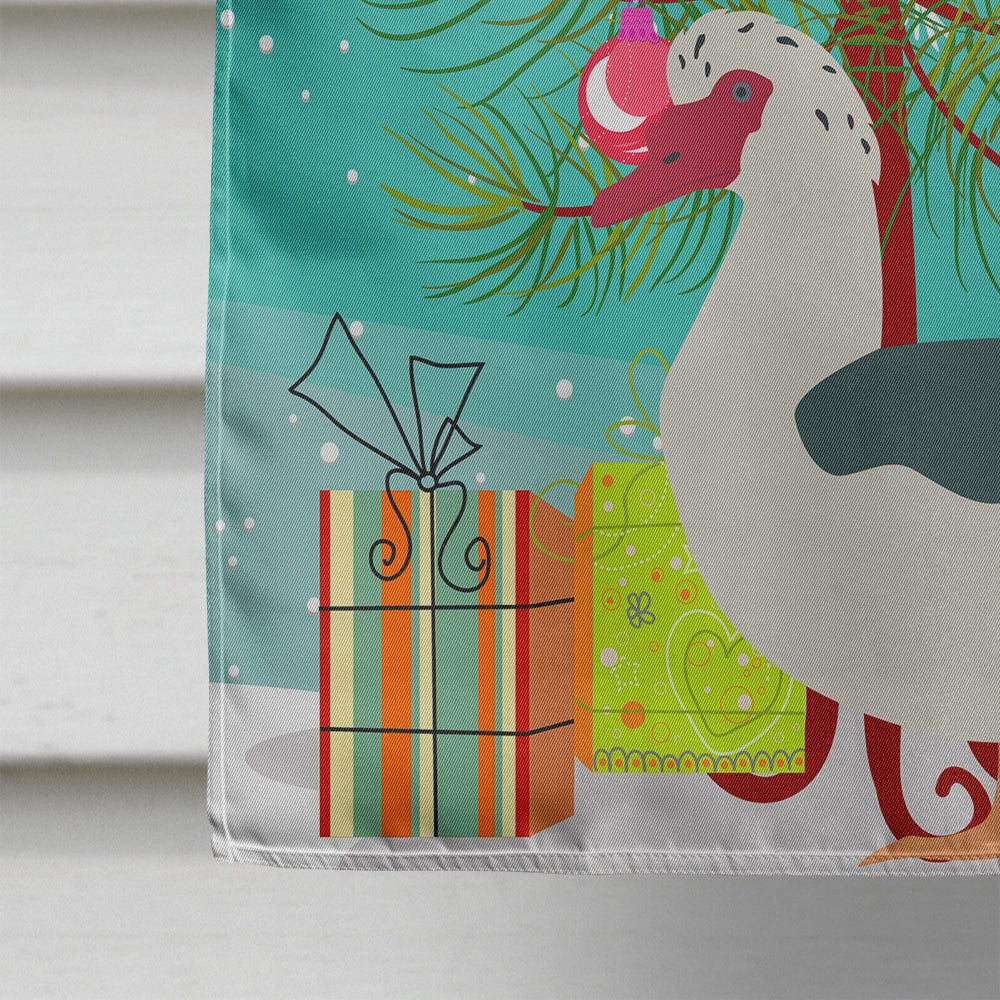 Muscovy Duck Christmas House Flag 28x40 Porch Sleeve Pole Decorative Outside Yard Banner Artwork Wall Hanging, Polyester