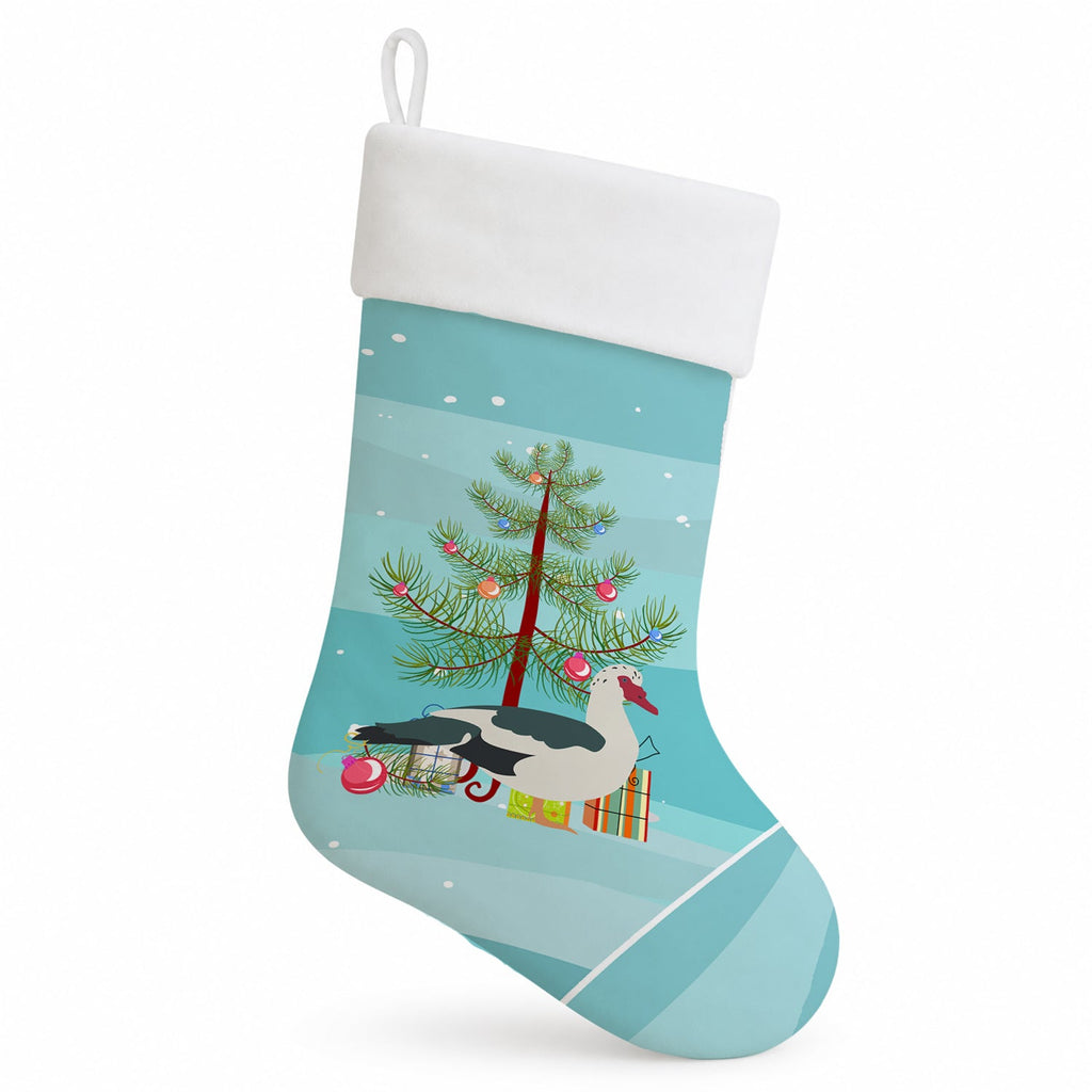 Muscovy Duck Christmas Holiday Stocking Double-Sided Print, Polyester Suede,11x18, Made in USA