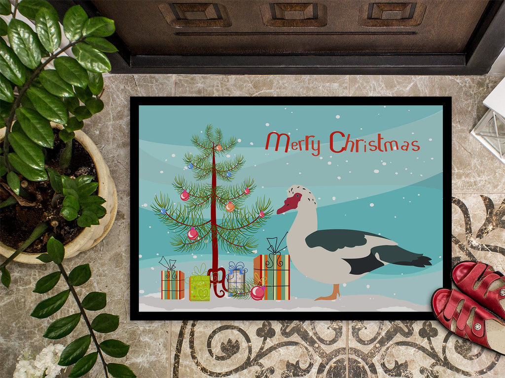 Muscovy Duck Christmas Doormat Indoor Outdoor 24H X 36W Front Door Mat Rugs for Entryway, Non Slip Washable Low Pile,
