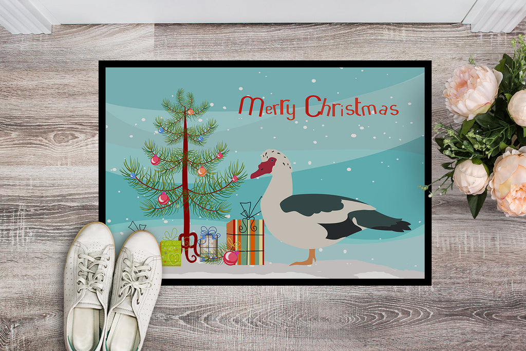 Muscovy Duck Christmas Doormat Indoor Outdoor 18H X 27W Front Door Mat Rugs for Entryway, Non Slip Washable