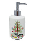 Muscovy Duck Christmas Ceramic Soap Dispenser , Empty Refillable Hand Soap Pump Bottle for Bathroom Kitchen