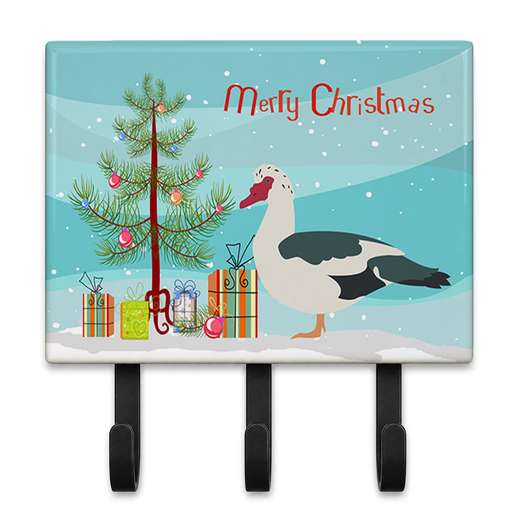 Muscovy Duck Christmas Leash or Key Holder Wall Hooks, Coat Rack Wall Mount, for Hanging Keys, Towels, Aprons, Leashes