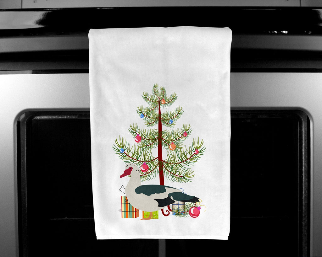 Muscovy Duck Christmas Kitchen Towel Set of 2 White Dish Towels Decorative Bathroom Hand towel for Hand, Face, Hair, Yoga, Tea, Dishcloth, 19 X 28", White
