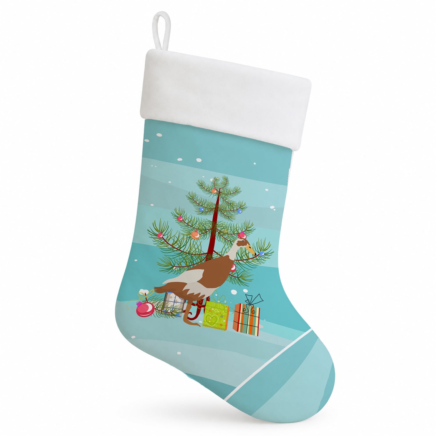 Indian Runner Duck Christmas Holiday Stocking Double-Sided Print, Polyester Suede,11x18, Made in USA