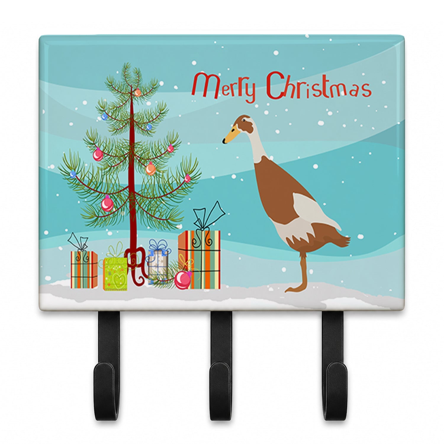 Indian Runner Duck Christmas Leash or Key Holder Wall Hooks, Coat Rack Wall Mount, for Hanging Keys, Towels, Aprons, Leashes