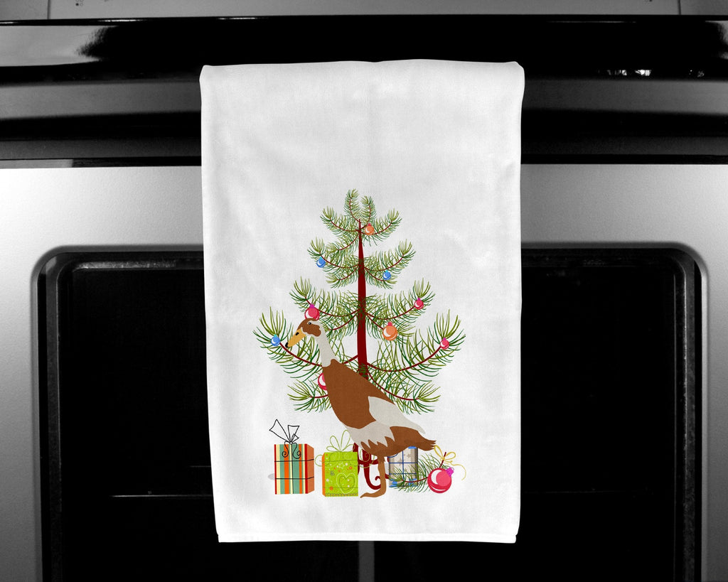 Indian Runner Duck Christmas Kitchen Towel Set of 2 White Dish Towels Decorative Bathroom Hand towel for Hand, Face, Hair, Yoga, Tea, Dishcloth, 19 X 28", White