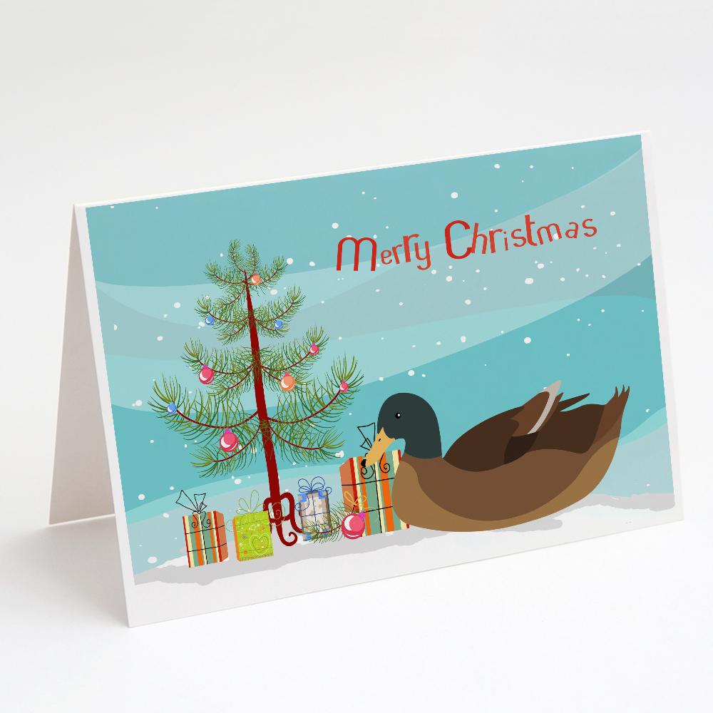 Khaki Campbell Duck Christmas Greeting Cards Pack of 8 Blank Cards with Envelopes Whimsical A7 Size 5x7