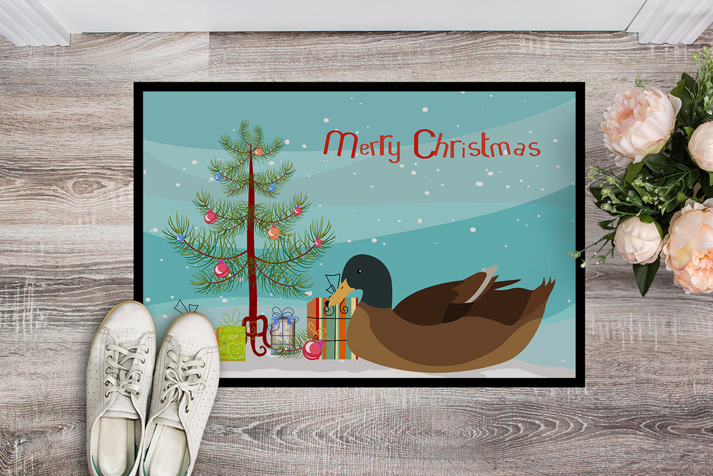 Khaki Campbell Duck Christmas Doormat Indoor Outdoor 18H X 27W Front Door Mat Rugs for Entryway, Non Slip Washable