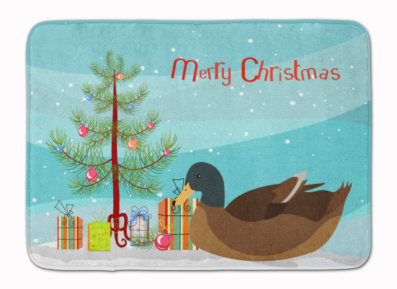 Khaki Campbell Duck Christmas Memory Foam Kitchen Mat Machine Washable Anti-Fatigue Cushion Comfort Bath or Kitchen Rug