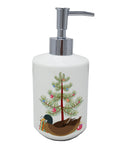 Khaki Campbell Duck Christmas Ceramic Soap Dispenser , Empty Refillable Hand Soap Pump Bottle for Bathroom Kitchen