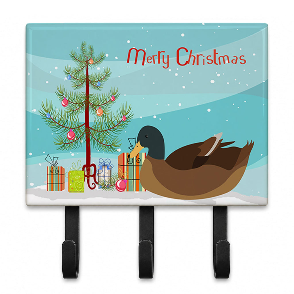 Khaki Campbell Duck Christmas Leash or Key Holder Wall Hooks, Coat Rack Wall Mount, for Hanging Keys, Towels, Aprons, Leashes