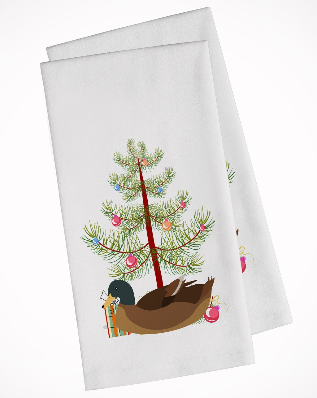 Khaki Campbell Duck Christmas Kitchen Towel Set of 2 White Dish Towels Decorative Bathroom Hand towel for Hand, Face, Hair, Yoga, Tea, Dishcloth, 19 X 28", White