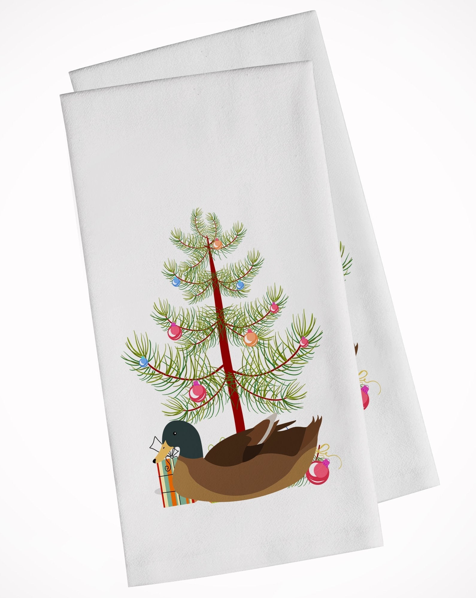 Khaki Campbell Duck Christmas Kitchen Towel Set of 2 White Dish Towels Decorative Bathroom Hand towel for Hand, Face, Hair, Yoga, Tea, Dishcloth, 19 X 28", White
