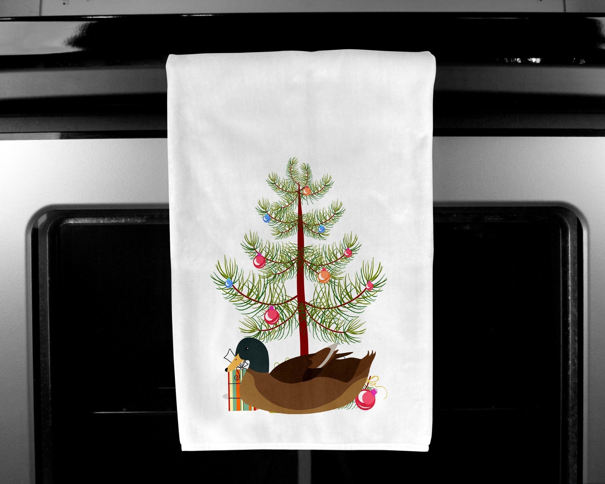 Khaki Campbell Duck Christmas Kitchen Towel Set of 2 White Dish Towels Decorative Bathroom Hand towel for Hand, Face, Hair, Yoga, Tea, Dishcloth, 19 X 28", White