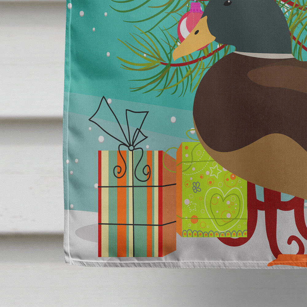 Silver Bantam Duck Christmas House Flag 28x40 Porch Sleeve Pole Decorative Outside Yard Banner Artwork Wall Hanging, Polyester
