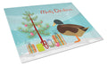 Silver Bantam Duck Christmas Cutting Board Tempered Glass Kitchen Cutting Surface, Heat Resistant Chopping, Non-Slip Feet, Food Prep & Serving