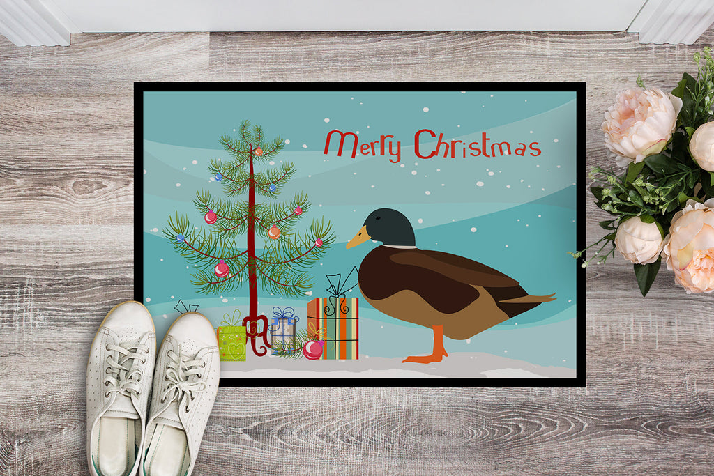 Silver Bantam Duck Christmas Doormat Indoor Outdoor 18H X 27W Front Door Mat Rugs for Entryway, Non Slip Washable