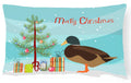 Silver Bantam Duck Christmas Decorative Throw Pillow 12x16 Indoor Outdoor Accent Cushion, Fabric Cover with Insert for Sofa, Bed, Porch & Living Room