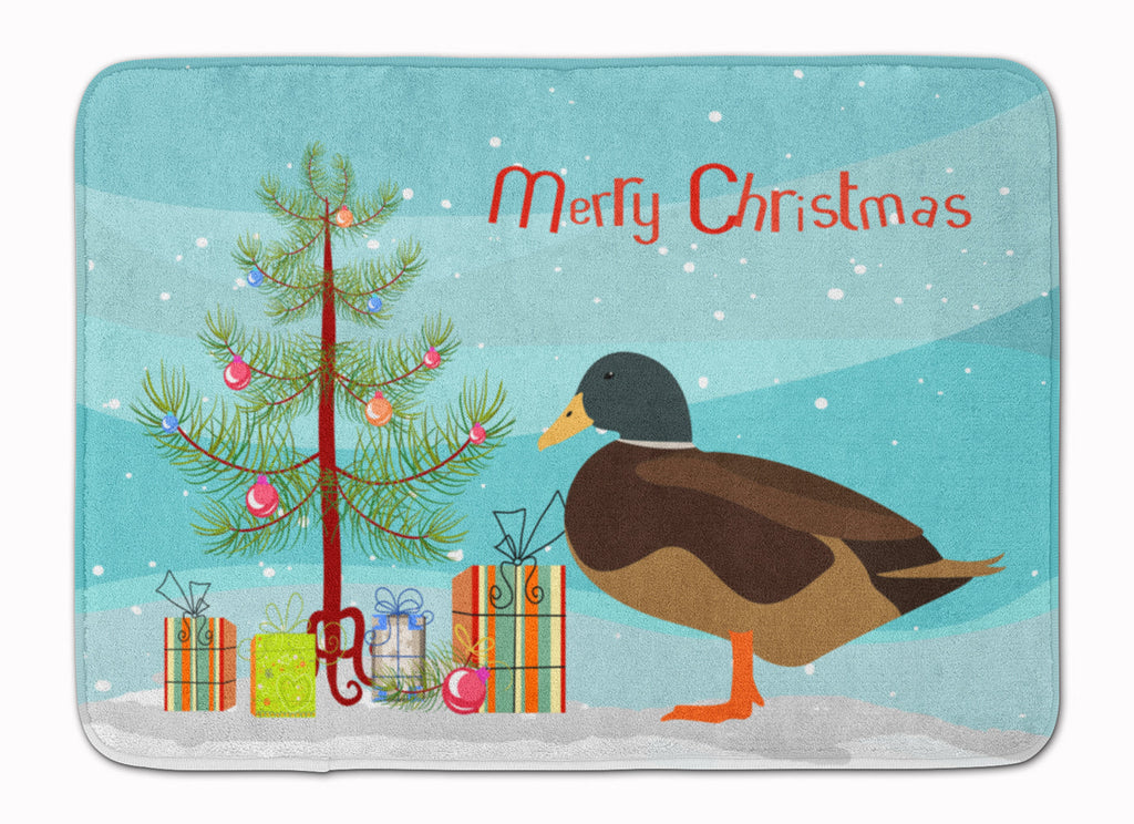 Silver Bantam Duck Christmas Memory Foam Kitchen Mat Machine Washable Anti-Fatigue Cushion Comfort Bath or Kitchen Rug