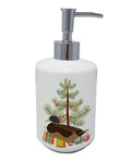 Silver Bantam Duck Christmas Ceramic Soap Dispenser , Empty Refillable Hand Soap Pump Bottle for Bathroom Kitchen