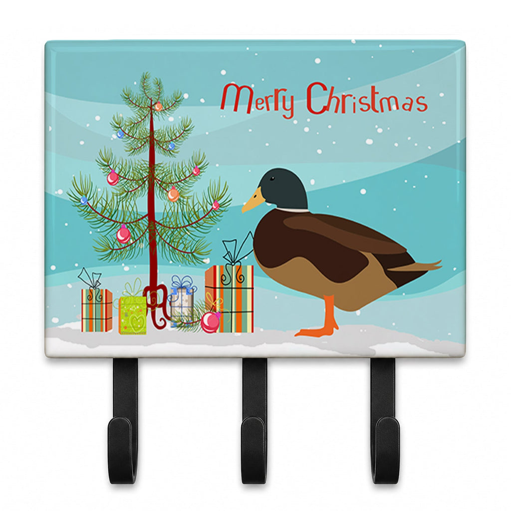 Silver Bantam Duck Christmas Leash or Key Holder Wall Hooks, Coat Rack Wall Mount, for Hanging Keys, Towels, Aprons, Leashes