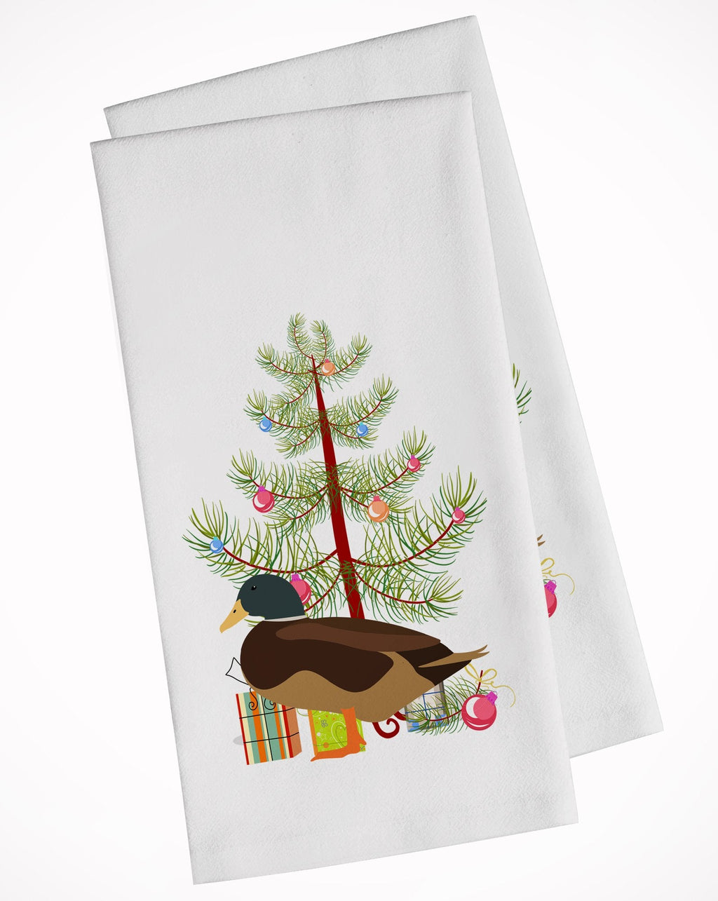 Silver Bantam Duck Christmas Kitchen Towel Set of 2 White Dish Towels Decorative Bathroom Hand towel for Hand, Face, Hair, Yoga, Tea, Dishcloth, 19 X 28", White