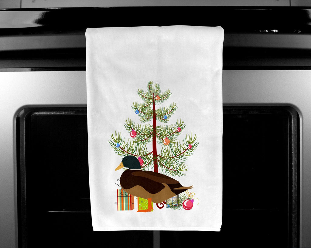 Silver Bantam Duck Christmas Kitchen Towel Set of 2 White Dish Towels Decorative Bathroom Hand towel for Hand, Face, Hair, Yoga, Tea, Dishcloth, 19 X 28", White