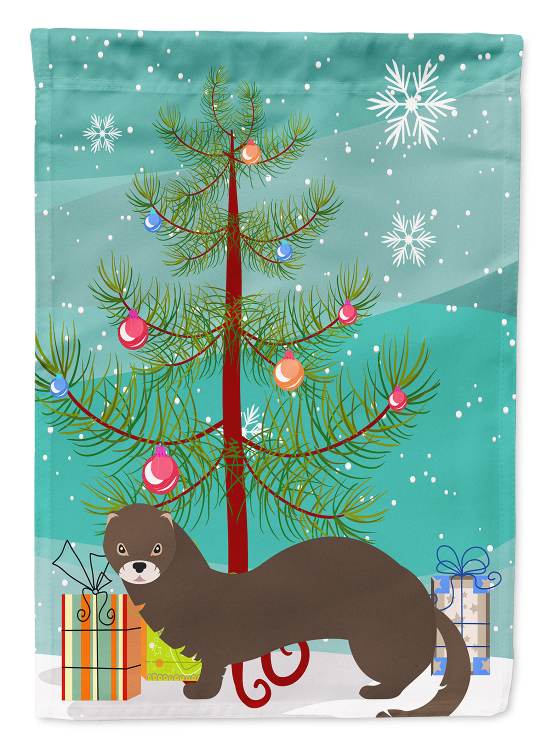 Russian or European Mink Christmas House Flag 28x40 Porch Sleeve Pole Decorative Outside Yard Banner Artwork Wall Hanging, Polyester