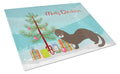 Russian or European Mink Christmas Cutting Board Tempered Glass Kitchen Cutting Surface, Heat Resistant Chopping, Non-Slip Feet, Food Prep & Serving