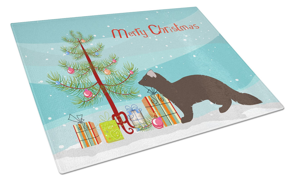 Sable Marten Christmas Cutting Board Tempered Glass Kitchen Cutting Surface, Heat Resistant Chopping, Non-Slip Feet, Food Prep & Serving